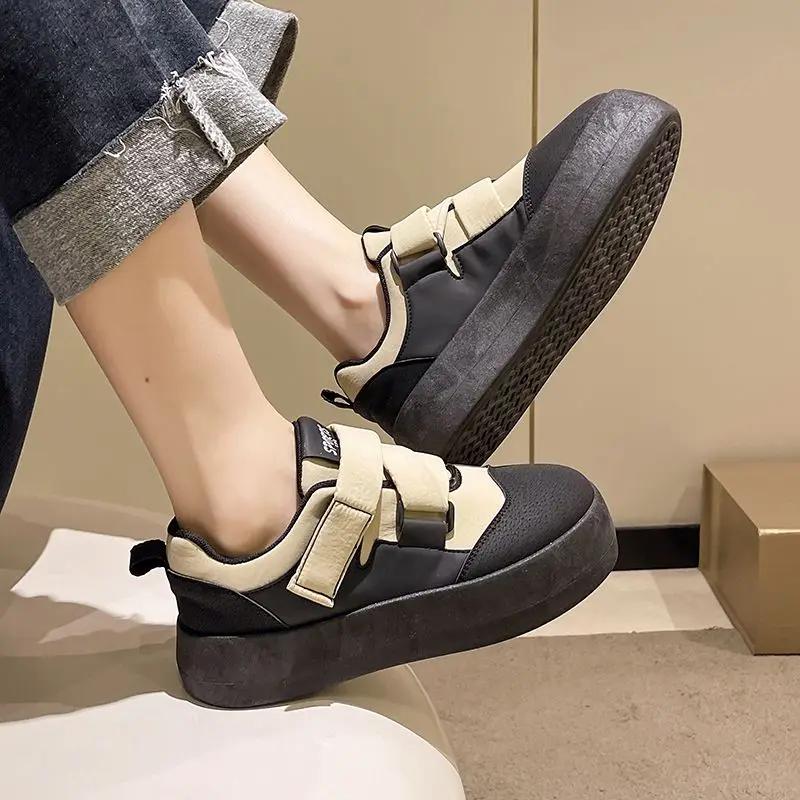 Fashion Black Athletic Women's Shoes Sports High On Platform Female Footwear 2024 Sneakers New In Comfortable and Elegant Fashion Urban