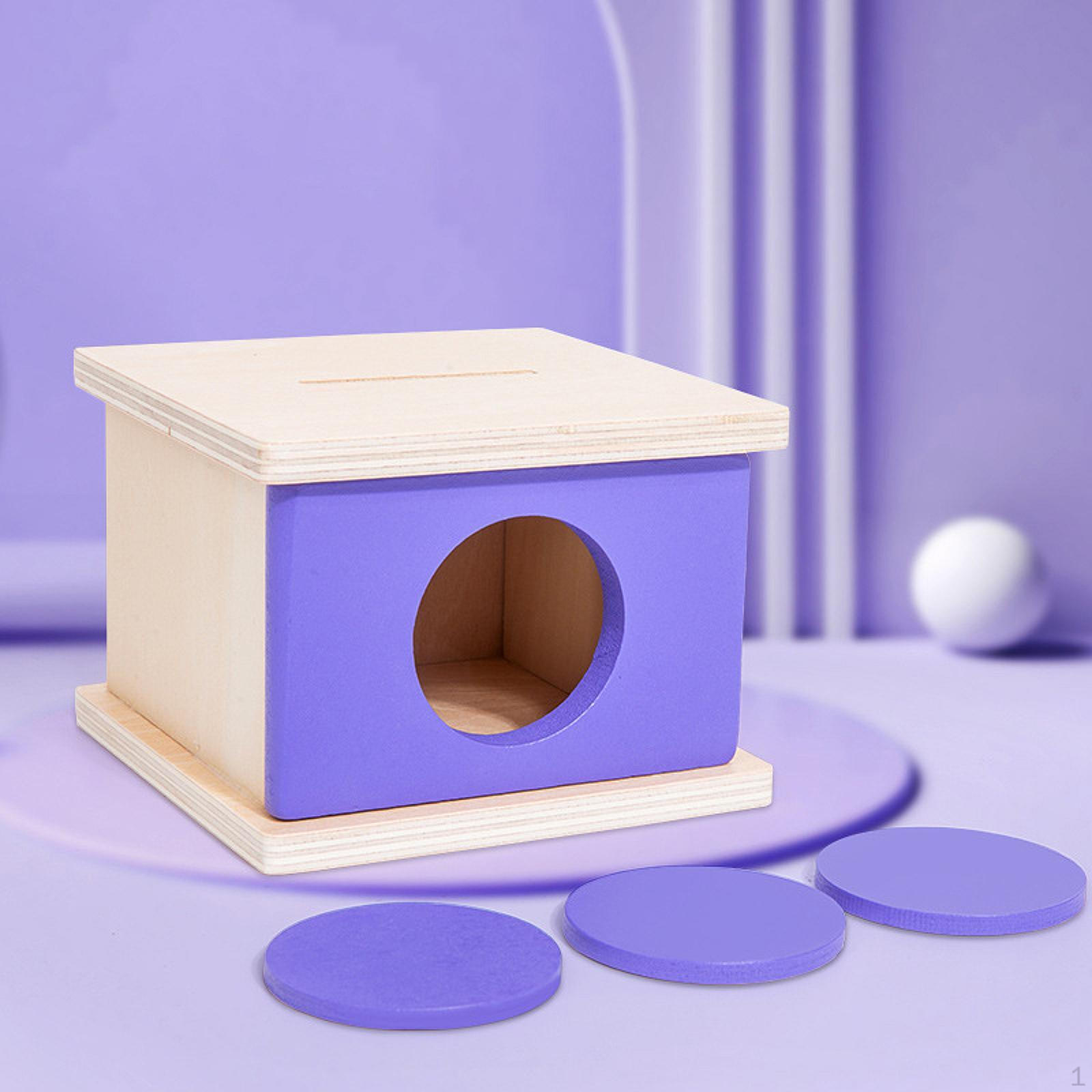 

Коробка для постоянства объектов Тренировка координации Мелкая моторика Сенсорная игрушка Деревянный блок Раннее развитие фиолетовый