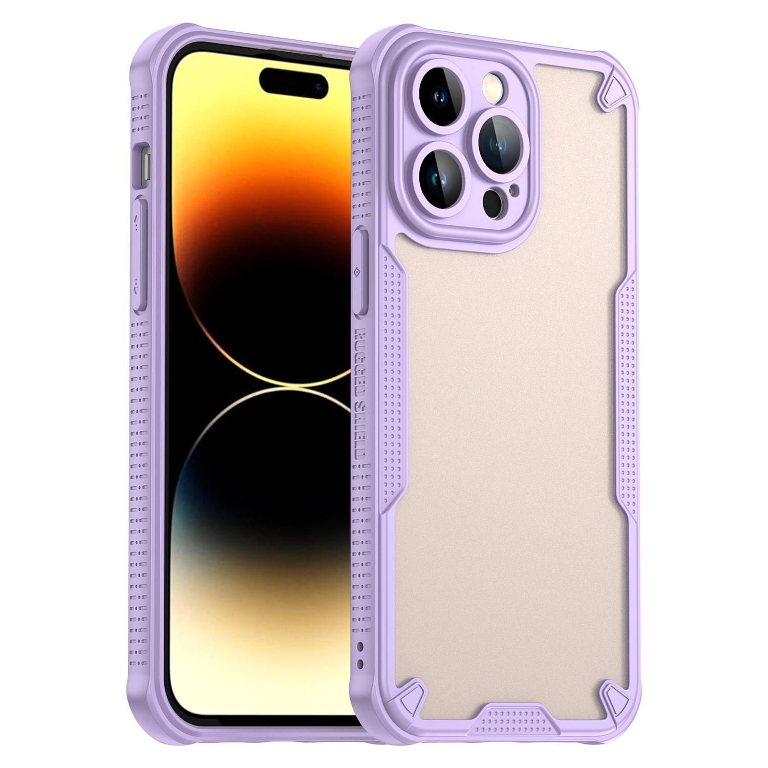 Для iPhone 14 Pro Max чехол PC+TPU полупрозрачный матовый защитный чехол для телефона E