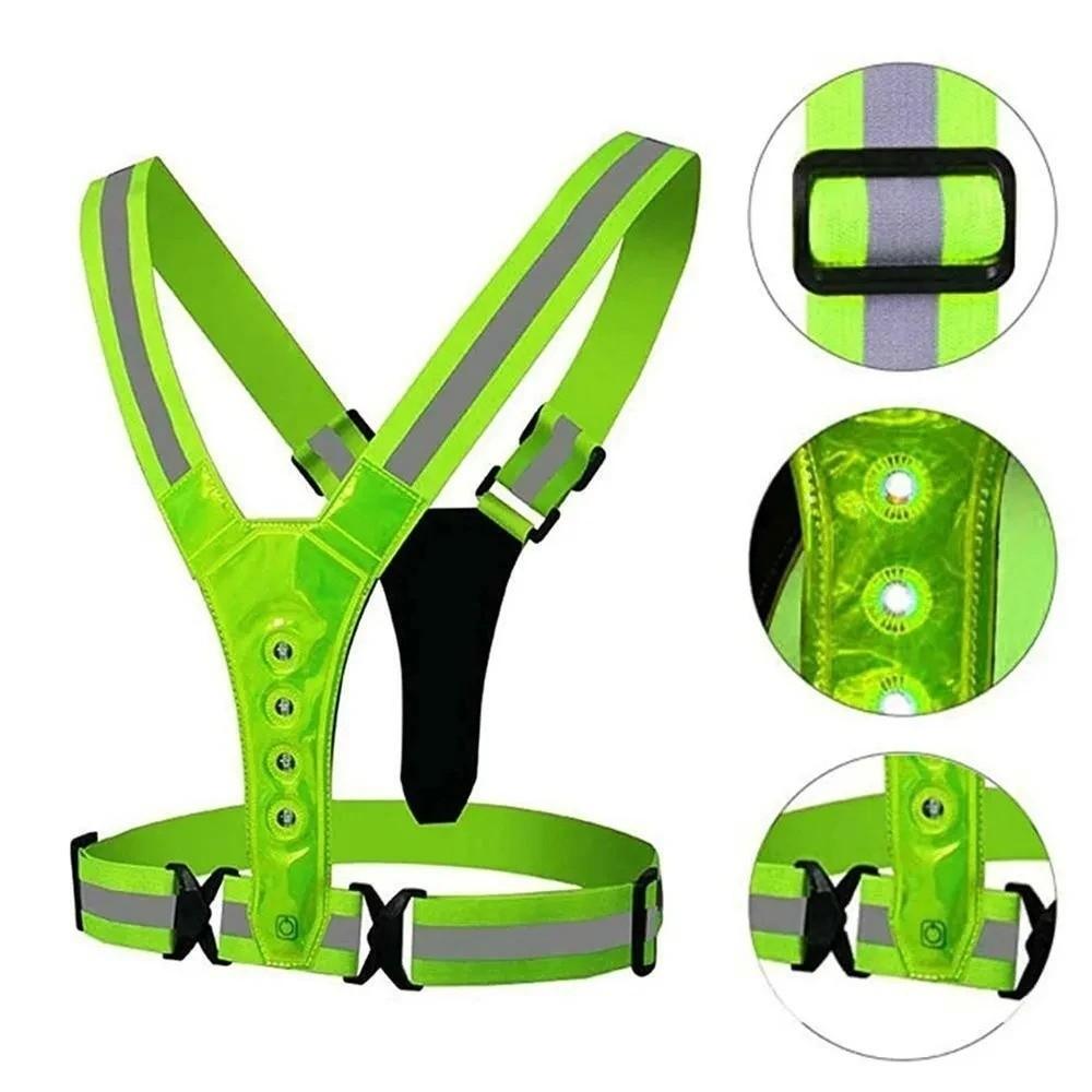 High Visibility Cycling Vests Adjustable LED Running Light  for Night Warning Work Fishing