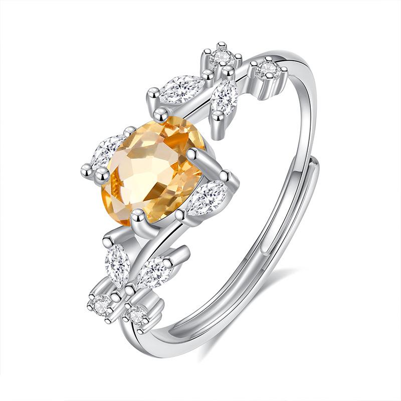 Natural Color Treasure Spar Ring S925 Sterling Silver Ring Women's High-end Adjustable Fashion Gift