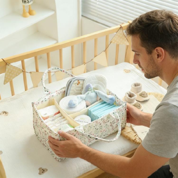 Floral Diaper Organizer Basket Practical Design For Neatly Storing Infant Supplies Diaper Basket Basket
