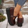 Fashion Women's round-toed sloping heel soft-soled leather shoes, spring and autumn thick-soled sponge cake shallow single shoes