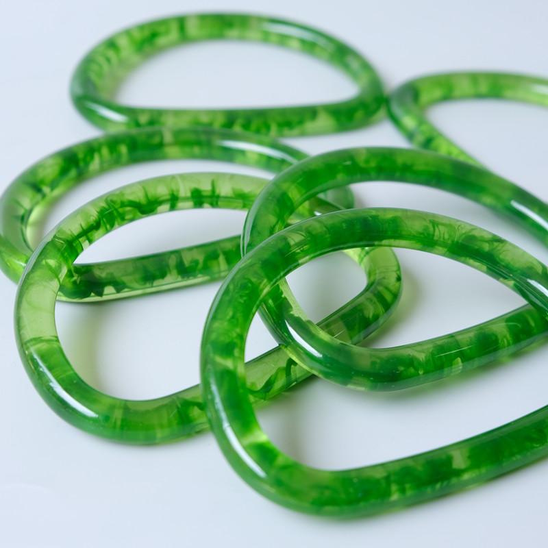 Neue Frau Tasche Zubehör grün Bernstein Acryl Harz Tasche Teile Luxus handgefertigte Armband Frauen Ersatz Tasche Griff Reif