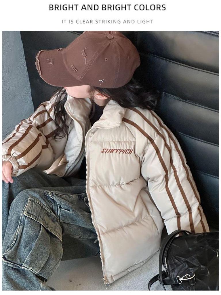 Mädchen Trendige Winter 2025 Daunenjacke - Kurzer, verdickter Baumwollmantel für Kinder