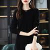 Women's Vintage Loose Knit Cashmere Sweater Dress - Round Neck, Mid-Length, Plus Size, Thick for Autumn & Winter