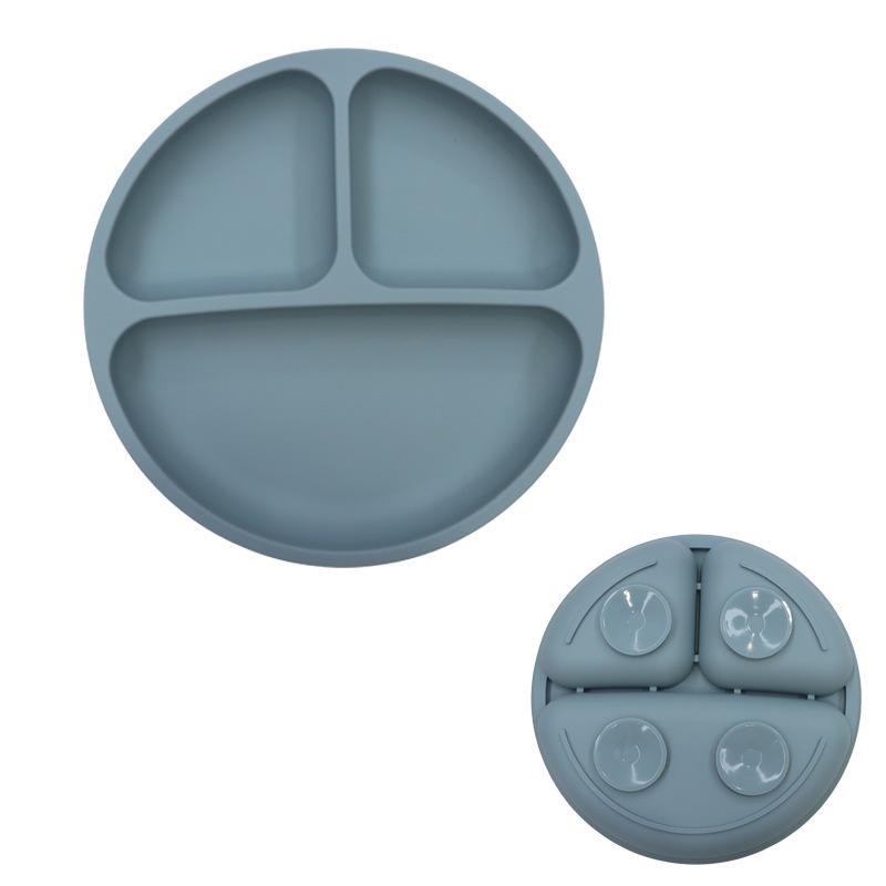 Smiley Face Baby Dining Plate: Silicone Suction Bowl with Lid & Divided Compartments