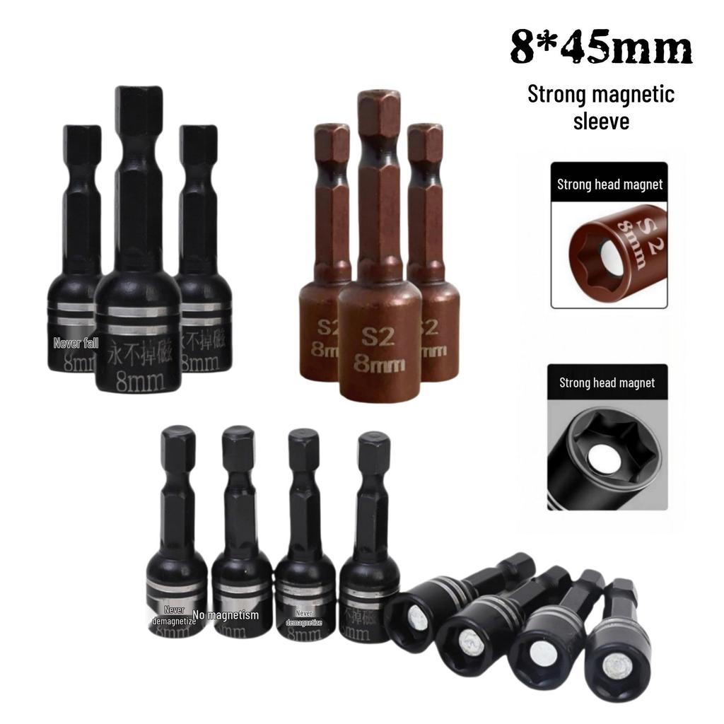 8mm Magnetic Hex Socket for Drill and Air Screwdriver - Self-Tapping Nail & Screw Wrench
