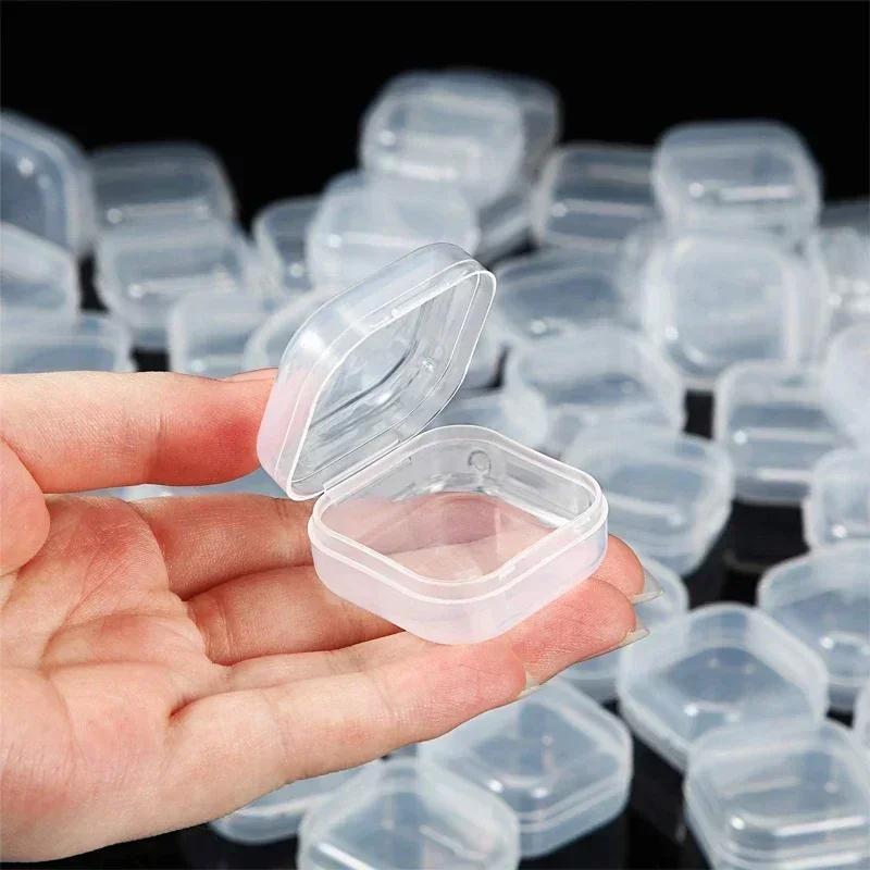Großhandel Mini Square Aufbewahrungsbox Transparent Kunststoff Flip Cover Kleine Fall Pille Schmuck Ohrringe Staubdichte Aufbewahrung Pack Boxen