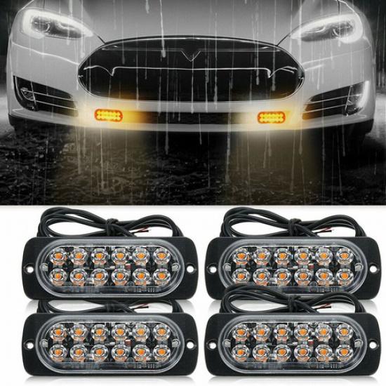 4 шт. 12 светодиодов Янтарный Автомобиль Грузовик Мигающий Маяк Предупреждение Опасность Стробоскоп Стробоскоп Световая Панель