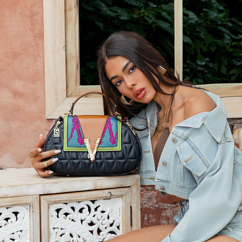 Women'S Bag Contrasting Color Portable Oblique Span Light Luxury Women'S Bag Ladies Bag Shell Bag