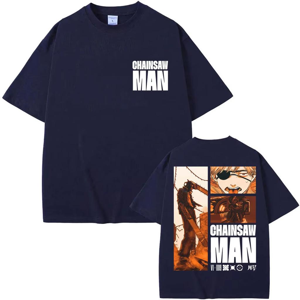 2026 Summer Hot Sale Anime Chainsaw Man Denji Pochita T-shirts Harajuku Vintage Manga Short Sleeve Men Women Loose Casual T-shirt