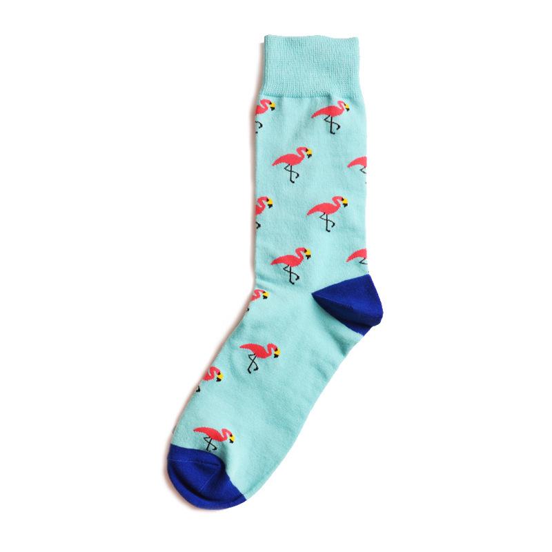 Șosete de modă Flamingos Jacquard Crew Sosete de bărbați Bumbac Hip Hop Bird Street Bărbați Sosete de skateboard