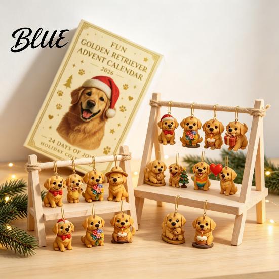 Holiday Countdown Blind Acrylic Ornaments Calendar with Christmas Advent Box 2026 24 Dog 2D Flat