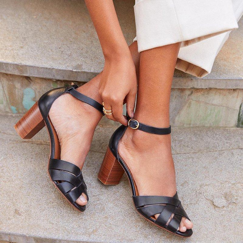 New European and American Style High Heel Thick Heel Buckle Roman Sandals Large Size Sandals