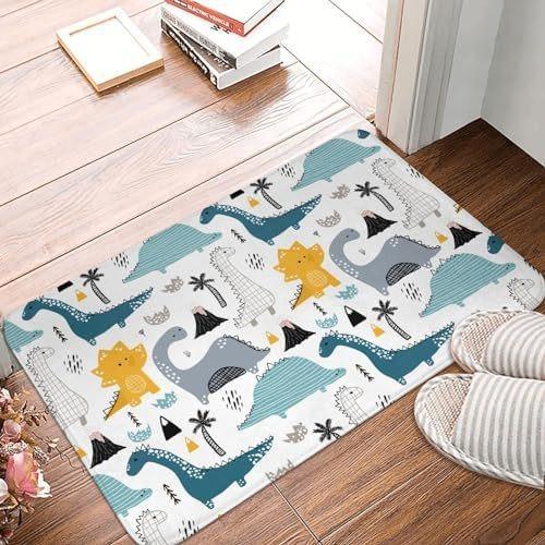 Colorful Rainbow Welcome Mat with Perfect for Indoor/Outdoor Use in Kitchen Bathroom Non-Slip Carpet Entrance Door Rugs