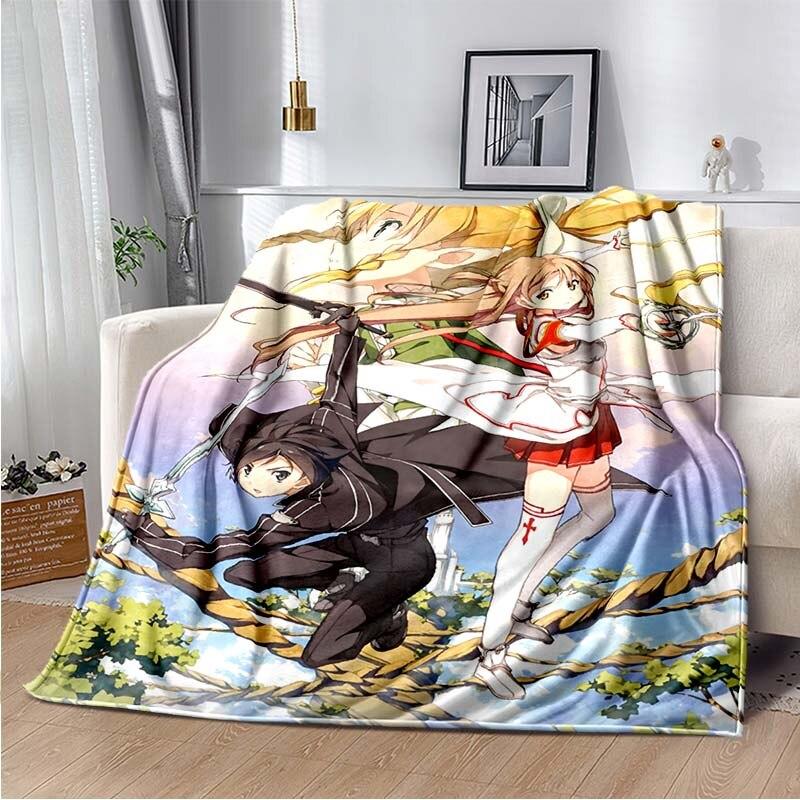 Asuna Sword Art Online 3D sztuka drukowana koc polarowy na łóżka piesze wycieczki piknik gruba kołdra narzuta koc polarowy