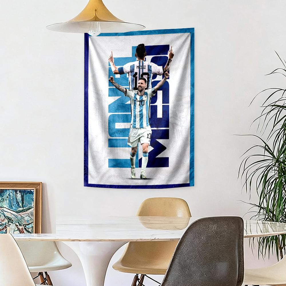 Football Messi Handwoven Tapestry Rustic Farmhouse Made For Studio Wall Balcony Living Room Four Seasons Boho Decor Gift For New Home
