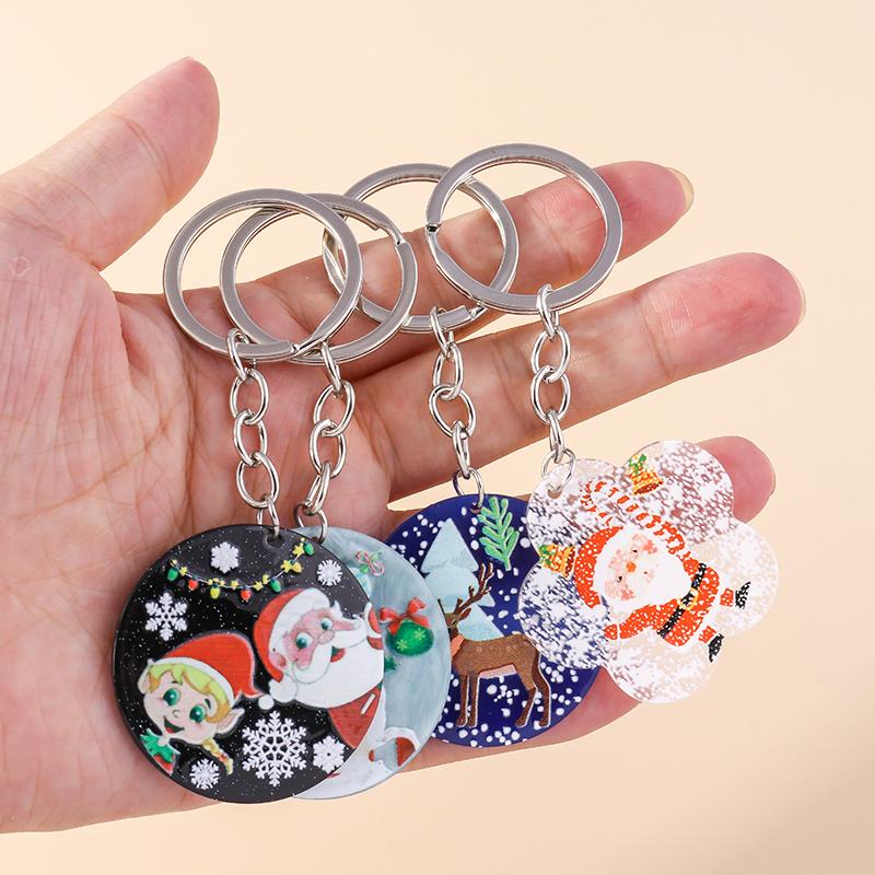 Niedliche Harz Weihnachts-Schlüsselanhänger Weihnachtsmann Schneemann Weihnachtsbaum Schlüsselringe für Männer Frauen Handtaschen-Anhänger DIY Schmuck Geschenke