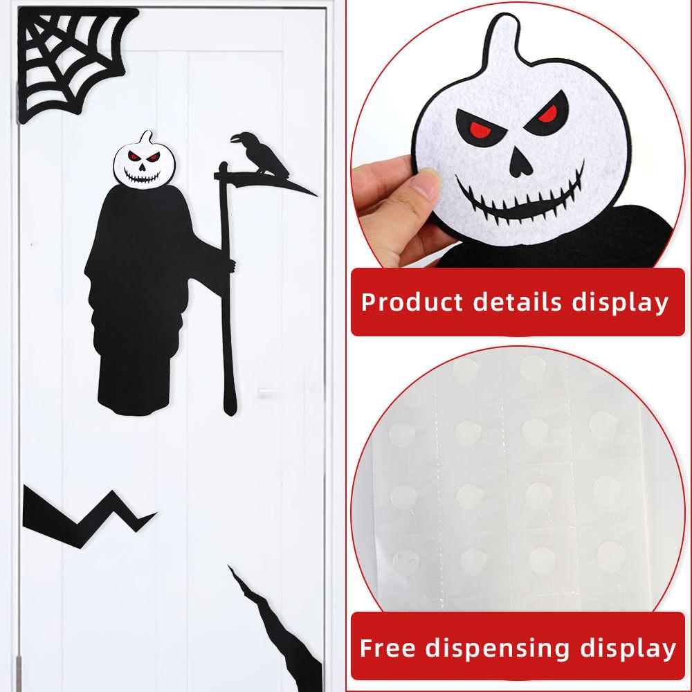 Terrifying Halloween Felt Door Stickers With Wicked Demons And Vampires For Haunted House Vibes