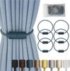 Magnetic Curtain Tiebacks 2 Pack Black Curtain Rope Tieback Curtain Holders for Drapes Modern Tie Backs Decorative Curtain Holdbacks