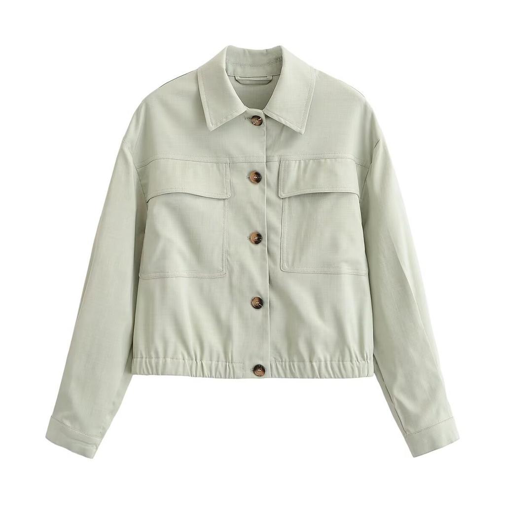 2026 spring new product European and American cross-border women's clothing street fashion flip pocket jacket w09 12083