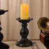 Black Roman Column Candlestick Ornament for Bedroom Table Decor