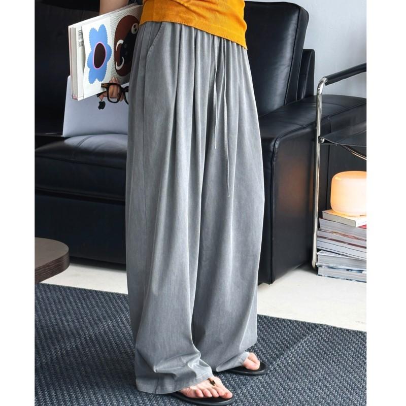 Johnature Koreanische Elastische Taille Kordelzug Hose Damen Sommer Einfach Zuhause Weich Fallend Einfarbig Locker Hose