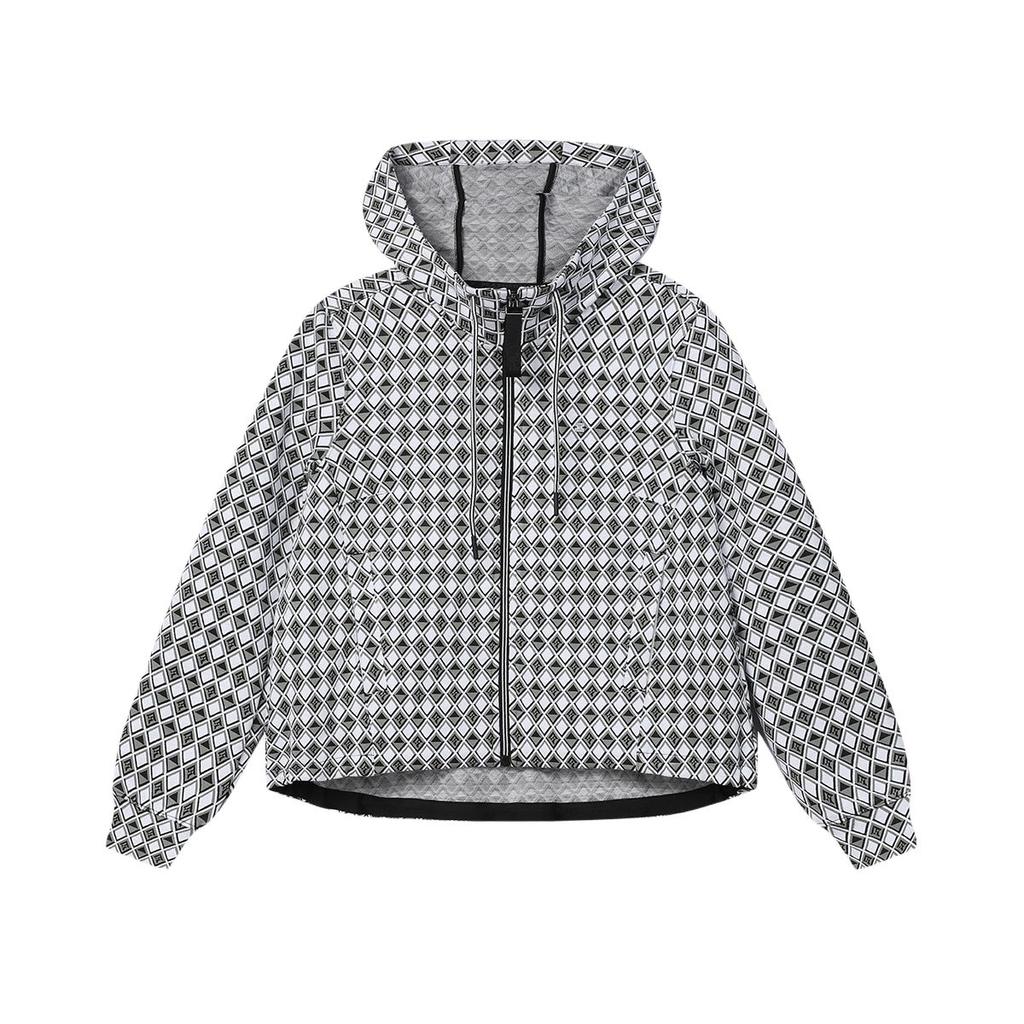 FILA Emerald Plaid Hooded Casual Knit Jacket Women jackets F11W414502F-ZB