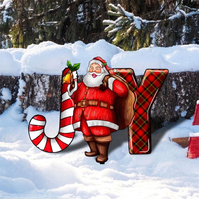 Christmas Santa Claus Stakes Xmas Garden Yard Signs Santa Claus Yard Art Outdoor Christmas Decorations for Lawn Door