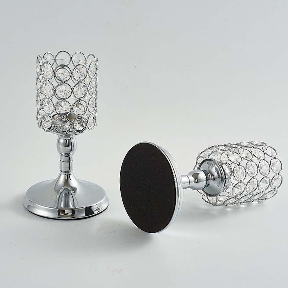 Romantic Crystal Candle Holder Metal Craft Candelabra Church Decor Wrought Iron Candlestick Party
