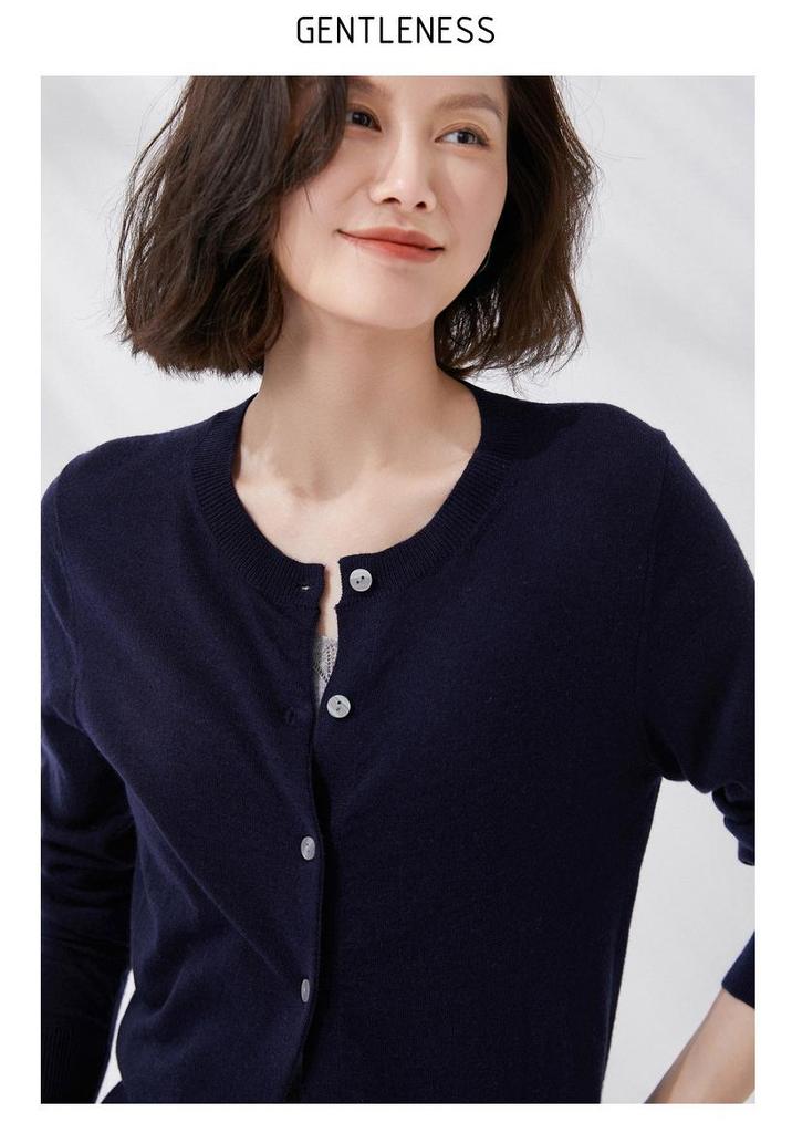2023 Women's Fine-Spun Wool Cardigan: Round Neck, Lightweight, Spring & Summer Knit Top