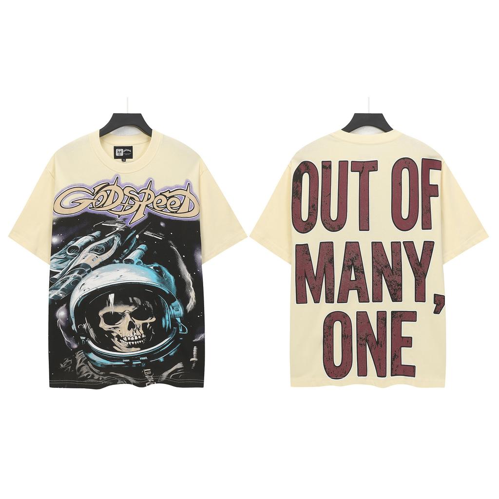 Summer New Trend Rock Street Hip Hop Retro Print Comfortable Versatile Casual T-shirt