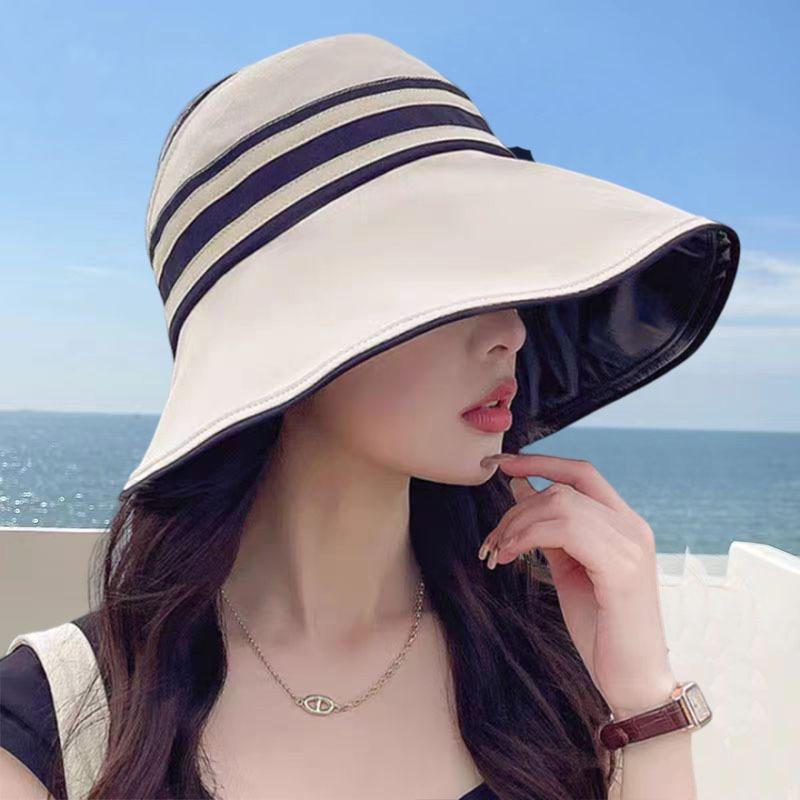 Women'S Summer Hat Female Outdoor Beach Uv Protection Breathable Empty Top Hats Lady Foldable Hollow Scallop Cap