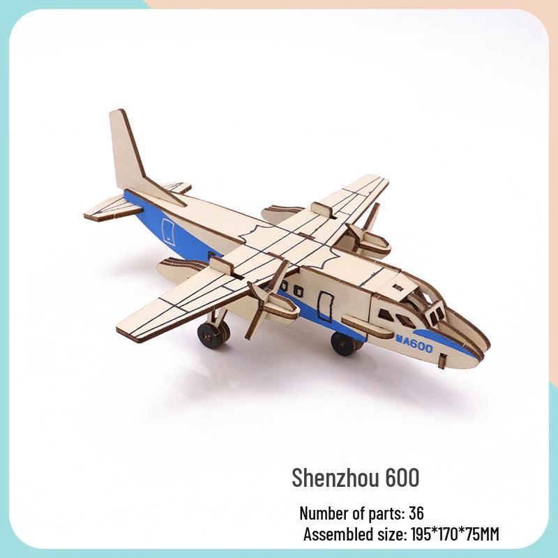 Children's Handmade Wooden Airliner Model 3D Puzzle Educational Toy