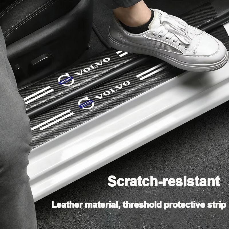 1/4/5Pcs Carbon Fiber Sticker Car Threshold Protective Film For Volvo Rdesign Polestar AWD V50 S60 XC60 XC90 V60 S80 S90 V90 V70