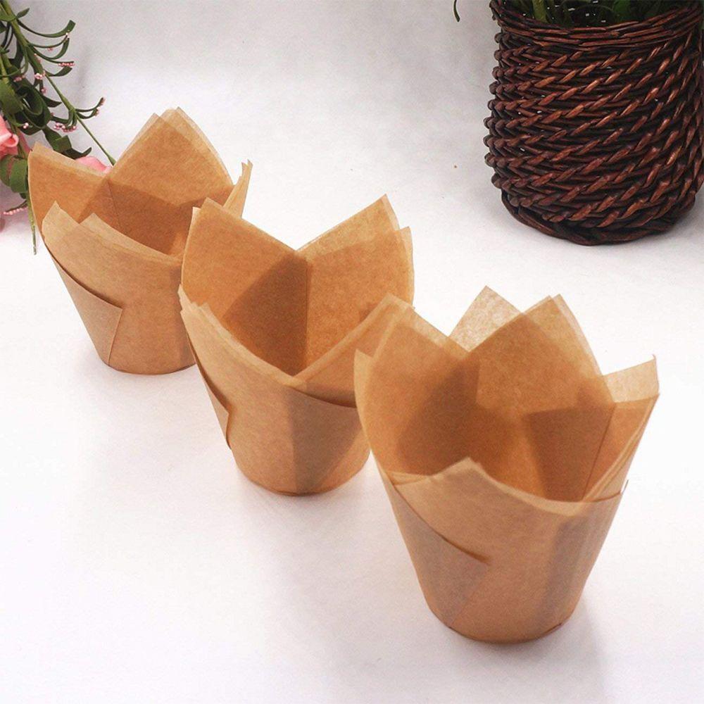 Wraps Muffin Round Cases Pastry Bakeware Liners Cake Cup Baking Paper Cups 50Pcs/Set Tulip Shape