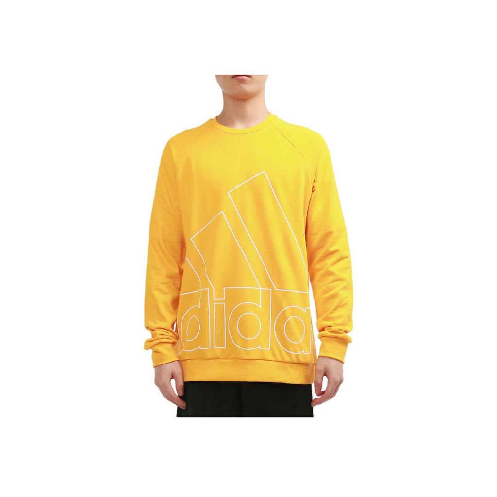 Adidas Big Logo Print Casual Sport Sweatshirt Men Tops Yellow HB5088