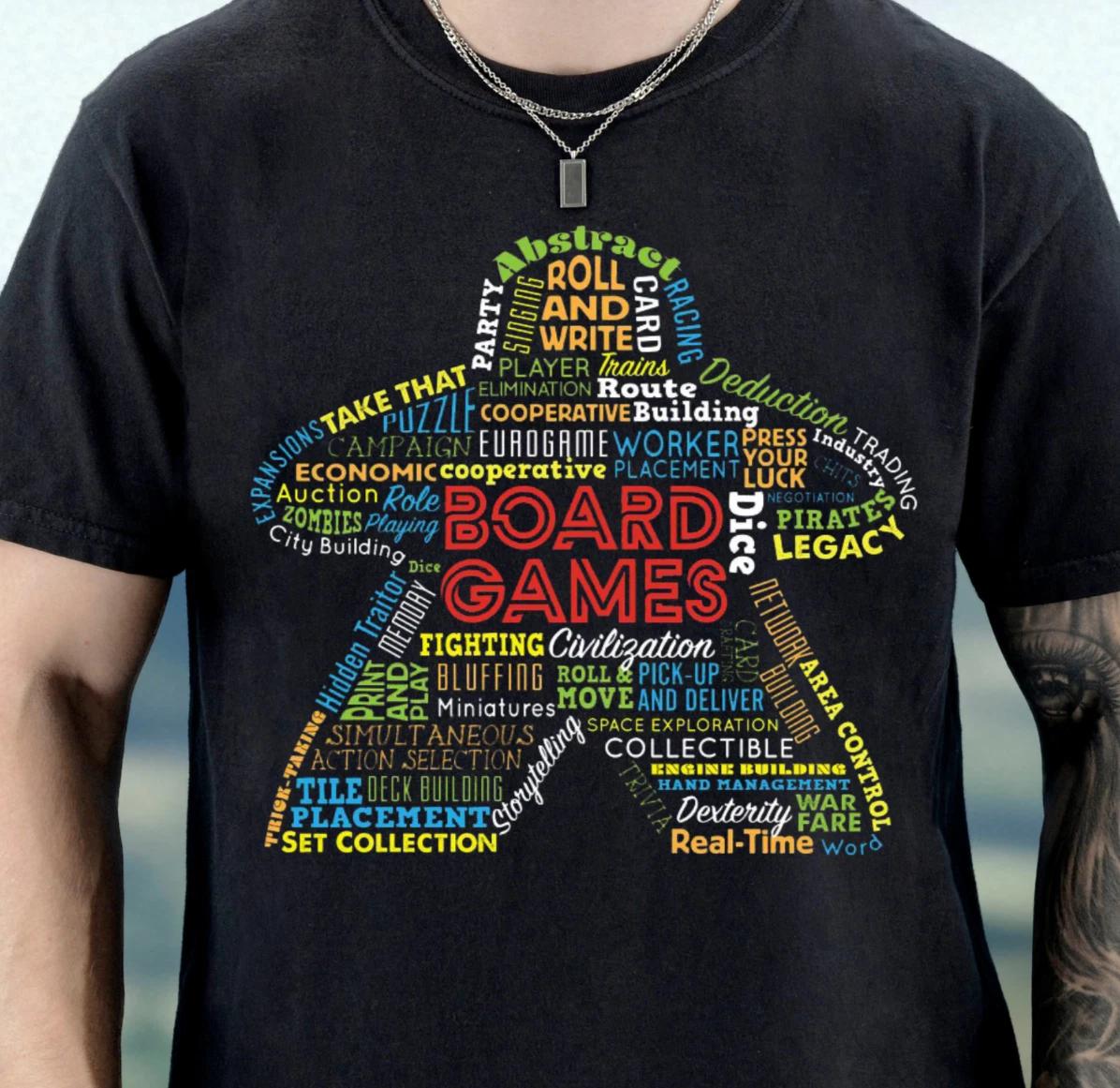 Board Game Phrases Unisex Tee, Meeple Shirt, Game Night T-Shirt 4XL