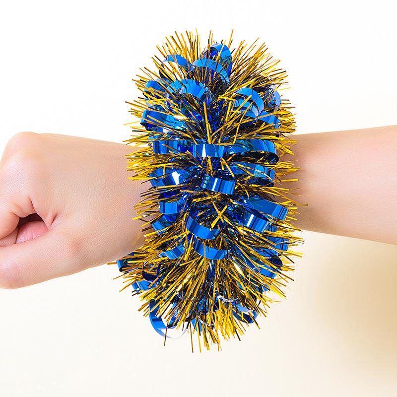 Metallische Lametta-Handgelenkschmuck-Armbänder, Großpackung Glitzernde Pompon-Armbänder für Kinder-Tanzaufführungen, Cheerleading & Party-Dekoration