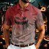 Men's Halloween Print Polo Shirt Lightweight Mesh Breathable Short Sleeve Top with Collar Button Down Front for Casual Wear