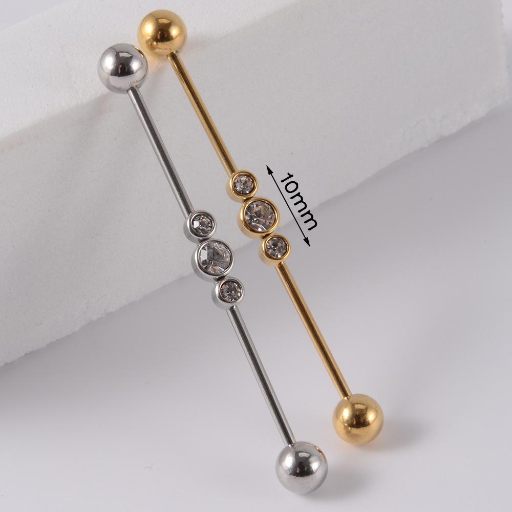 YW Industrielle Barbell Ohrringe Piercing Schmuck Chirurgischer Edelstahl Scaffold Piercings CZ Bar für Damen Herren