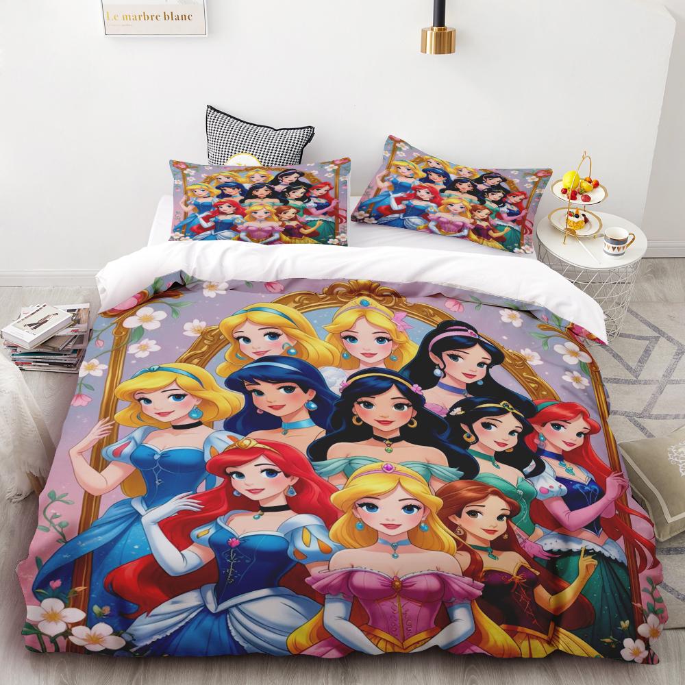 Disney Princess Series Bedroom 3-Piece Set Duvet Cover Set Bedding  Children'S Bedding Comforter Sets Queen Twin Home Anime