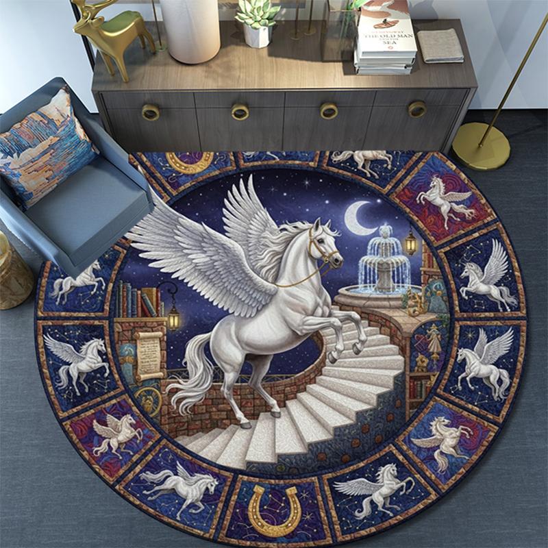 Tappeto Rotondo con Stampa Cartoon, Tappeto per Soggiorno Camera da Letto Divano Sala Giochi Decorazione, Tappetino Antiscivolo