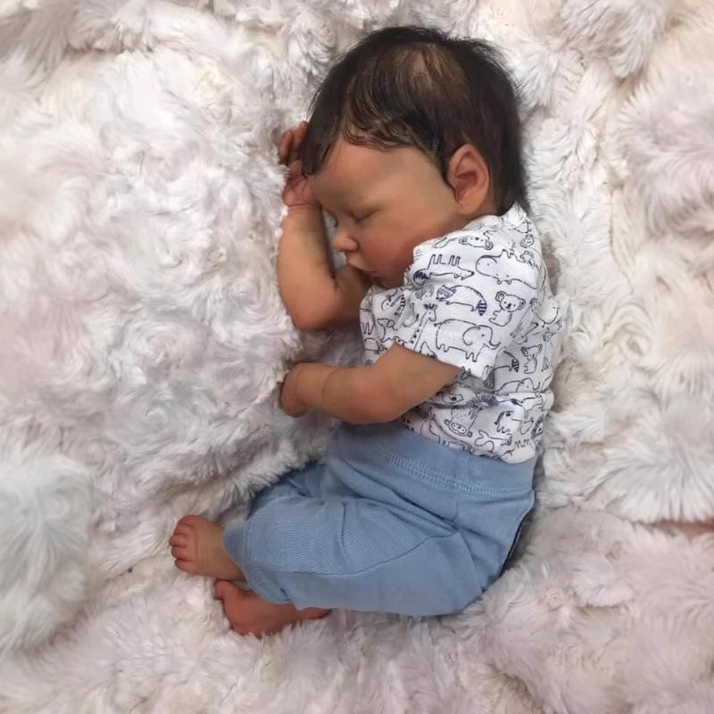 Lifelike Reborn Baby Dolls Twin B 18 Inch Sleeping Realistic Newborn Babies Doll Soft Cloth Body Real Like Baby Boy Toys for Kids Age 3 + Years Old