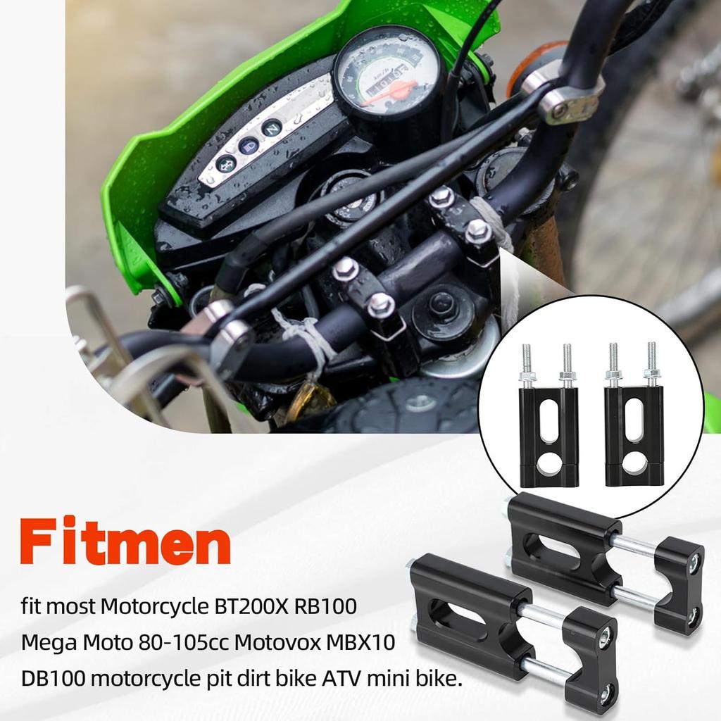 Dirt Pit Bike Handlebar Risers 22mm 7/8” Handle Bar Mount Clamp Risers for MX650 BTX200 CT200U MB200 GMB100 CRF 80 110 XR/CRF SSR 110 125 Universal