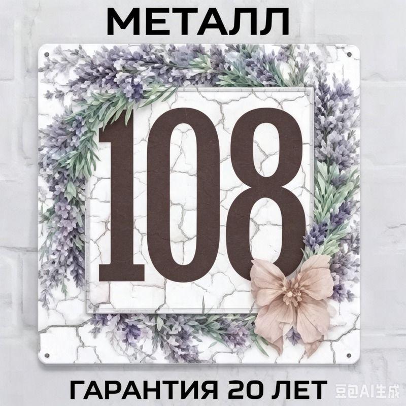 Metallhausnummernschild im Landhausstil Lavendel 20x20cm