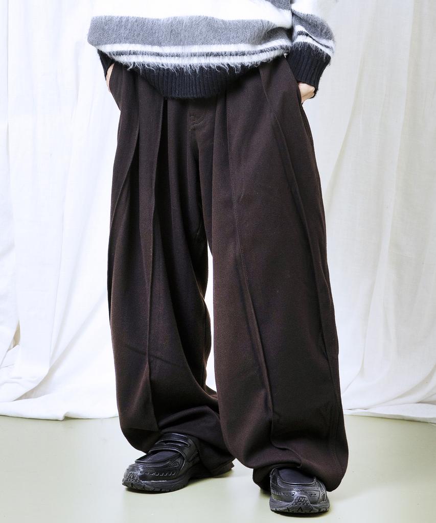 GLACK Gp150 Split Wide Slacks (Brown)