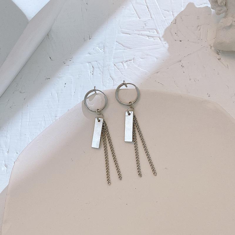 Women's Hip-Hop Long Chain Earrings: Non-Pierced Cold Style Hoops
