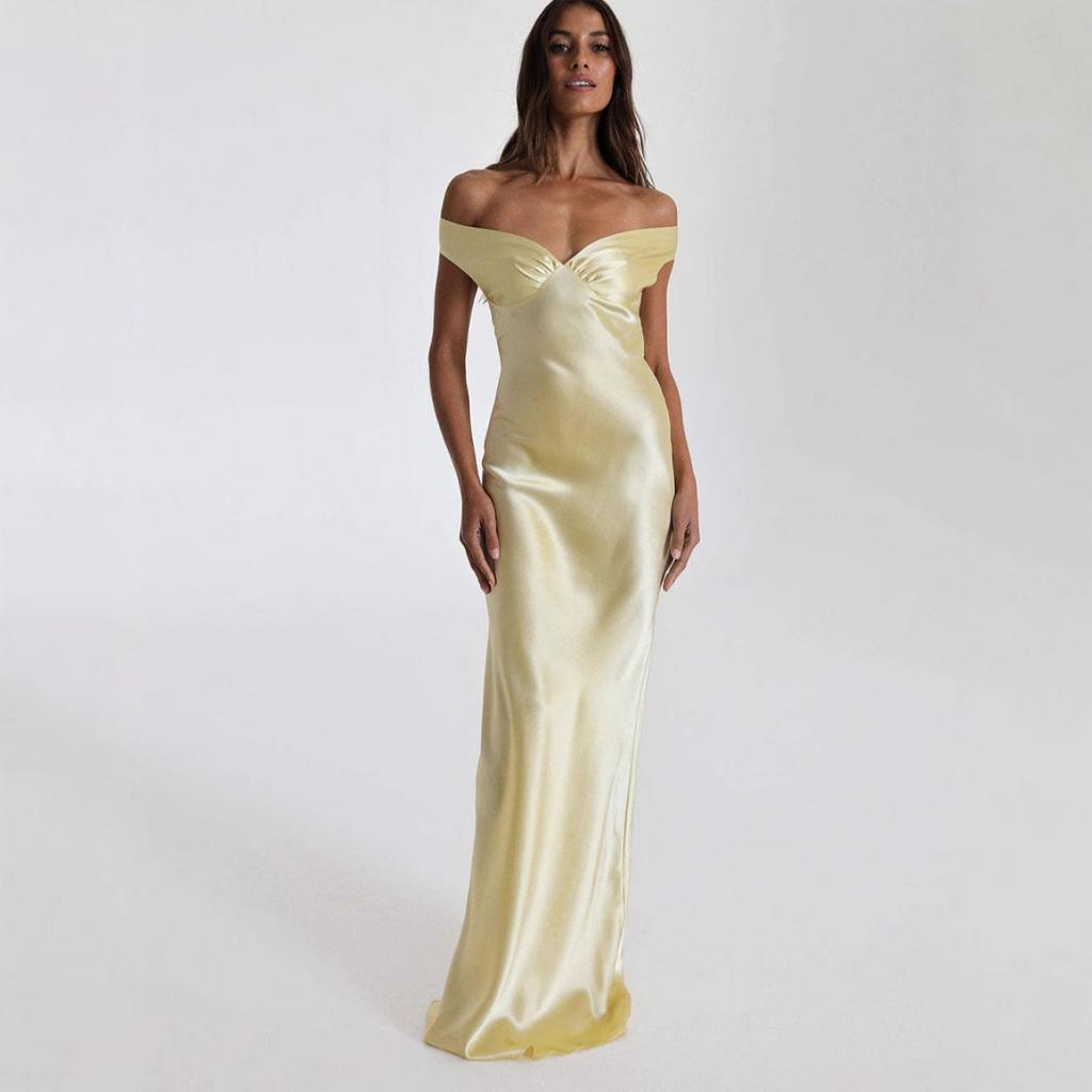 Women's Off Shoulder Satin Mermaid Evening Dress, Elegant Long Formal Gown for Party Prom, European American Style